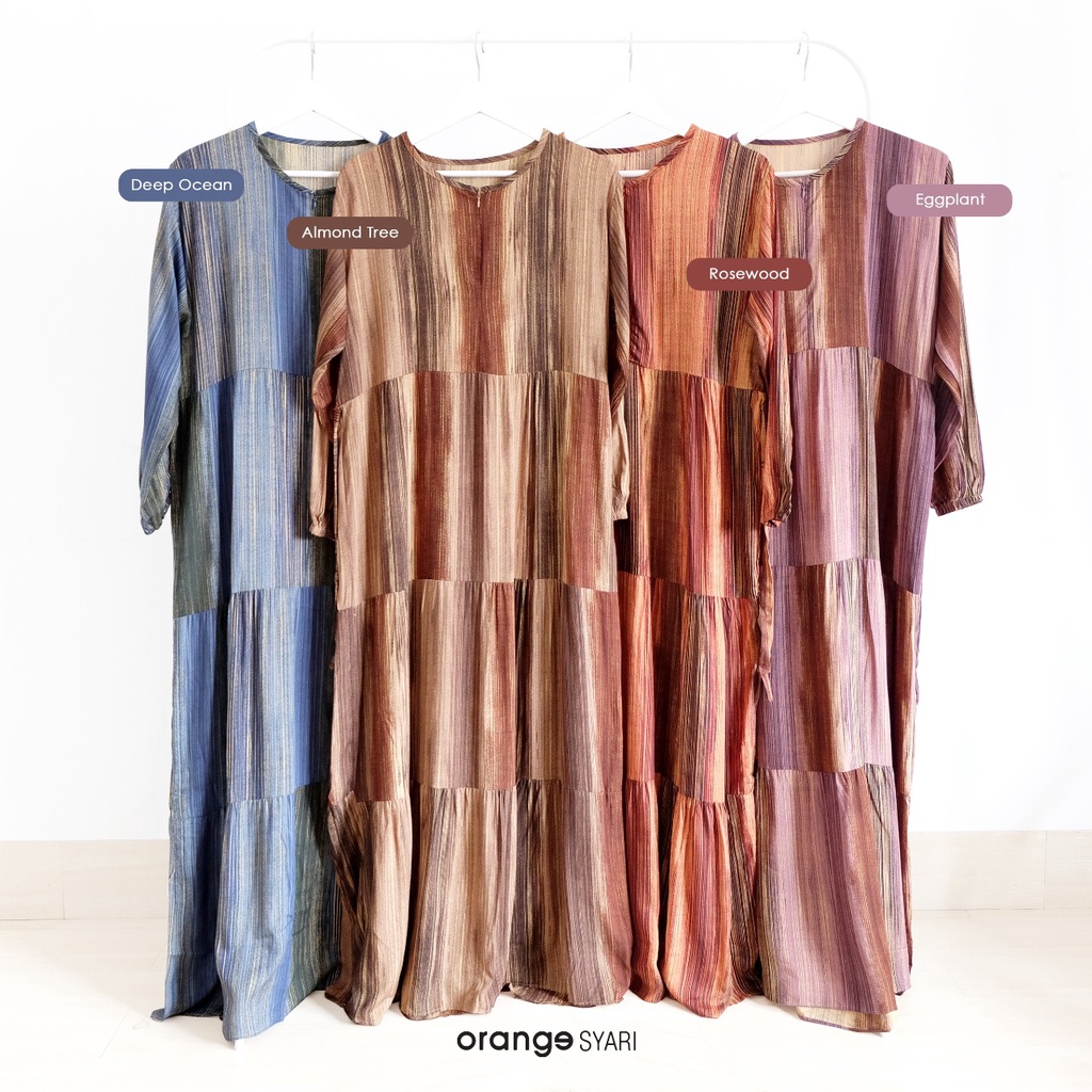Gamis Wanita Rayon Premium Motif Salur Khalisa