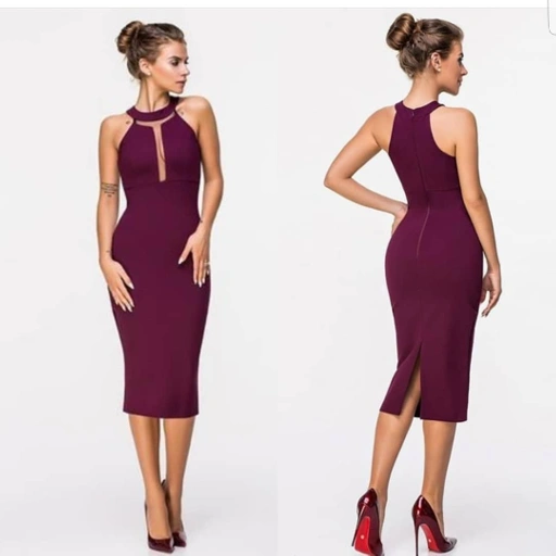Image of mididress scuba magenta - VA162