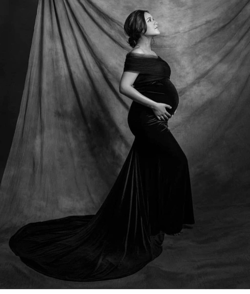 Image of longdress premium velvet hitam - VA157