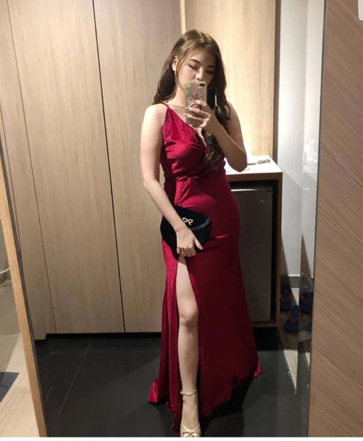 Image of longdress premium velvet maroon - VA146