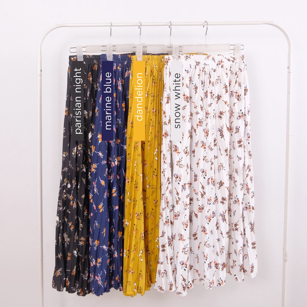 Rok Plisket Motif Bunga Floryn Jersey Premium