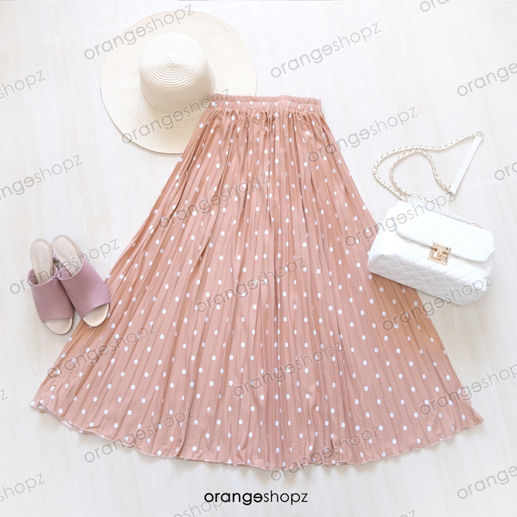 Rok Plisket Motif Polkadot Jersey Premium