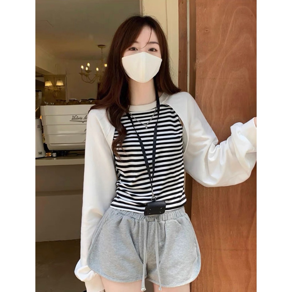 HI847 KAOS MOTIF GARIS KOREAN STYLE