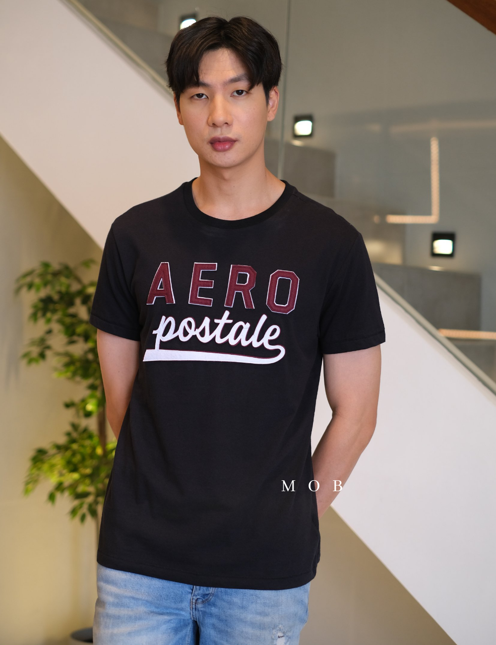 ARSST09004 Script Appliqué Graphic Tee Black (M ONLY)