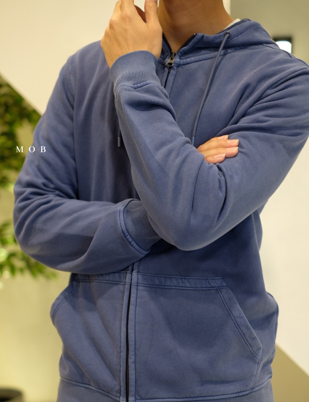 TMFZ01003 Fleece Zip Garment Dyed Navy