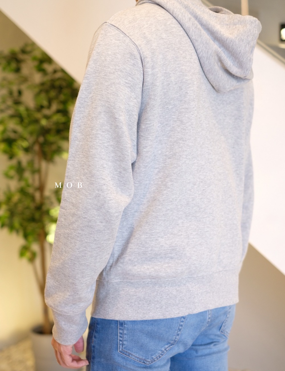 NBHOD01002(R2) Core Logo Fleece Hoodie Light Grey