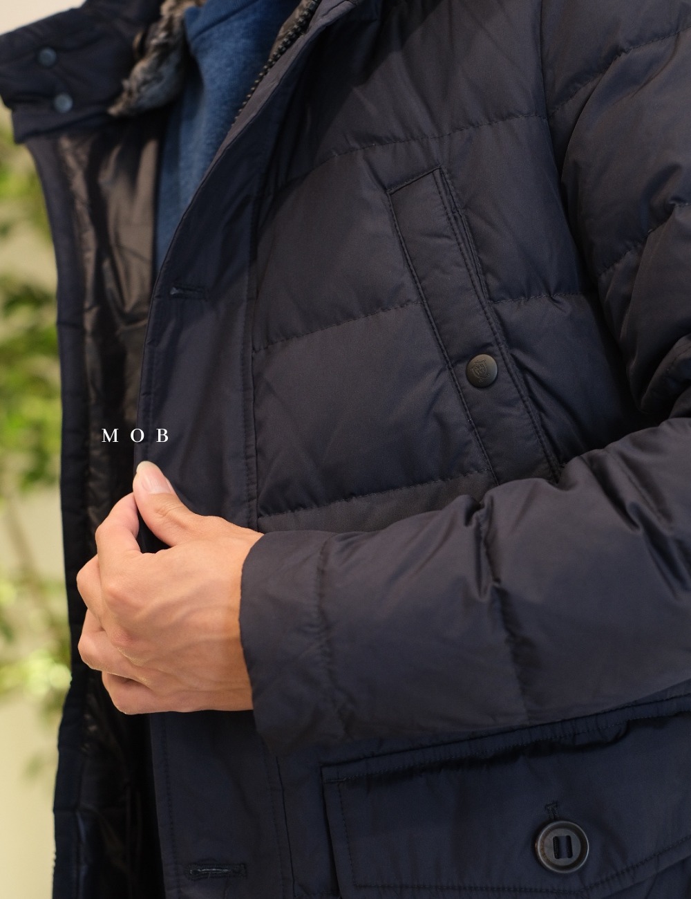 MDJ08003 Hooded Down Half Coat Navy (L ONLY)
