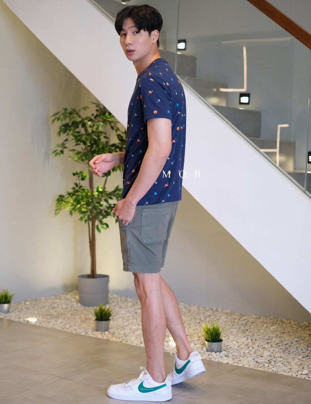 ARSST09001 Graphic Tee Tropical Navy