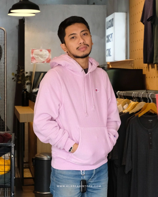 Image of Reverse Weave Fleece Pullover Hoodie Lilac CH1072