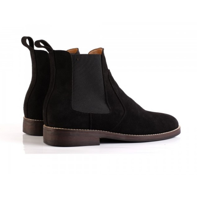 Chelsea Boots Suede Black Geunine Leather 