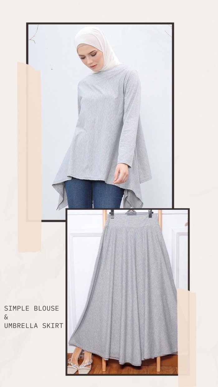 Oneset Simple Blouse with Loose Pants & Simple Blouse with Skirt