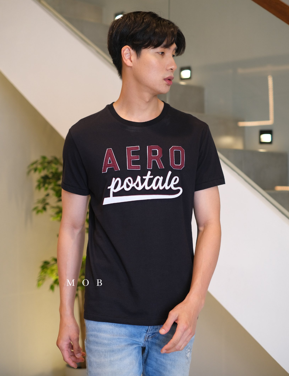 ARSST09004 Script Appliqué Graphic Tee Black (M ONLY)