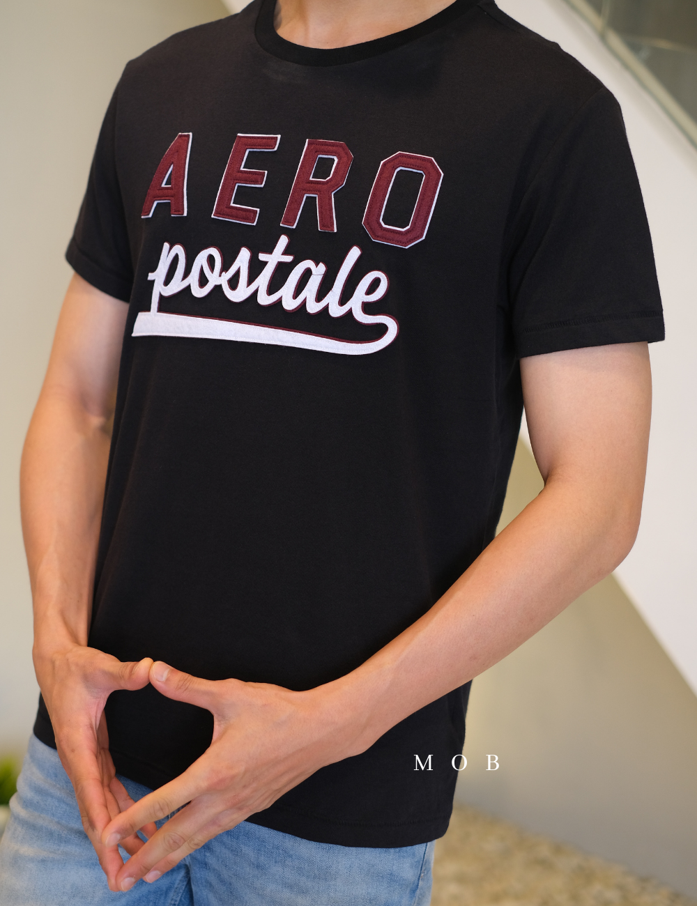 ARSST09004 Script Appliqué Graphic Tee Black (M ONLY)