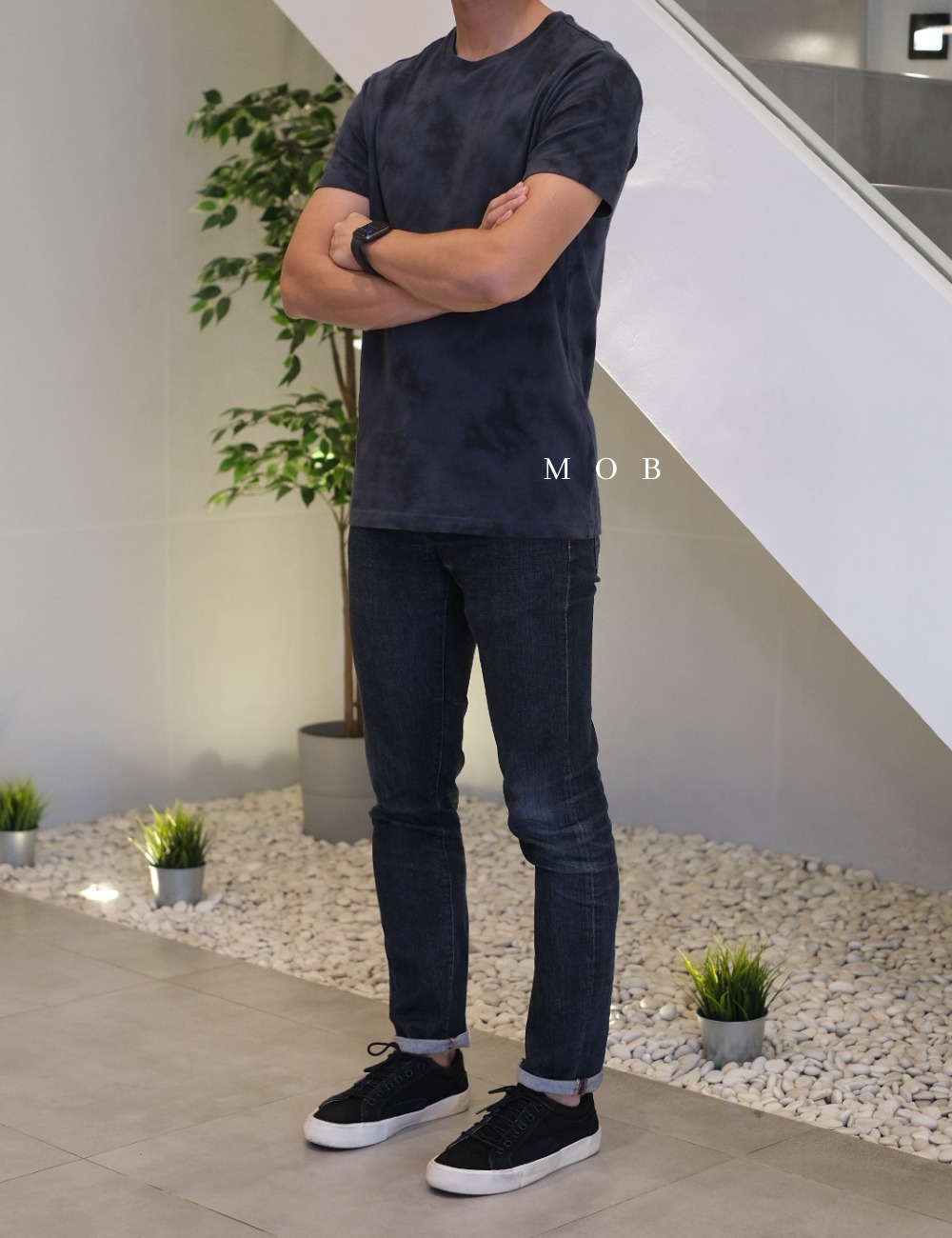 ARSST08001 Tie Dye Crew Tee Black Navy Fox (XS ONLY)
