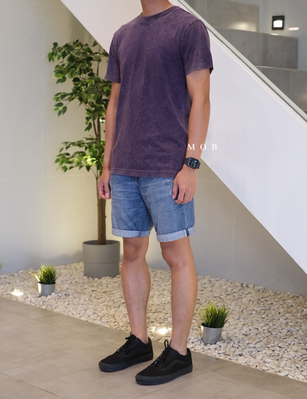 OUSST01001C Acid Washed SS Tee Purple Crest (XS ONLY)