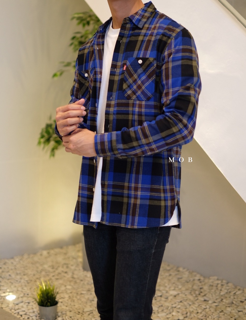 LVLSS01009C Dark Blue Kine  Flannel LS