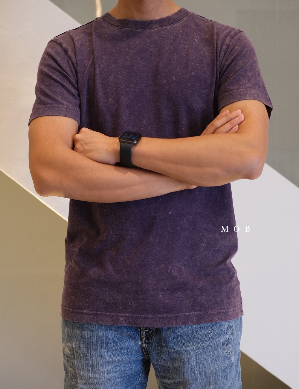 OUSST01001C Acid Washed SS Tee Purple Crest (XS ONLY)
