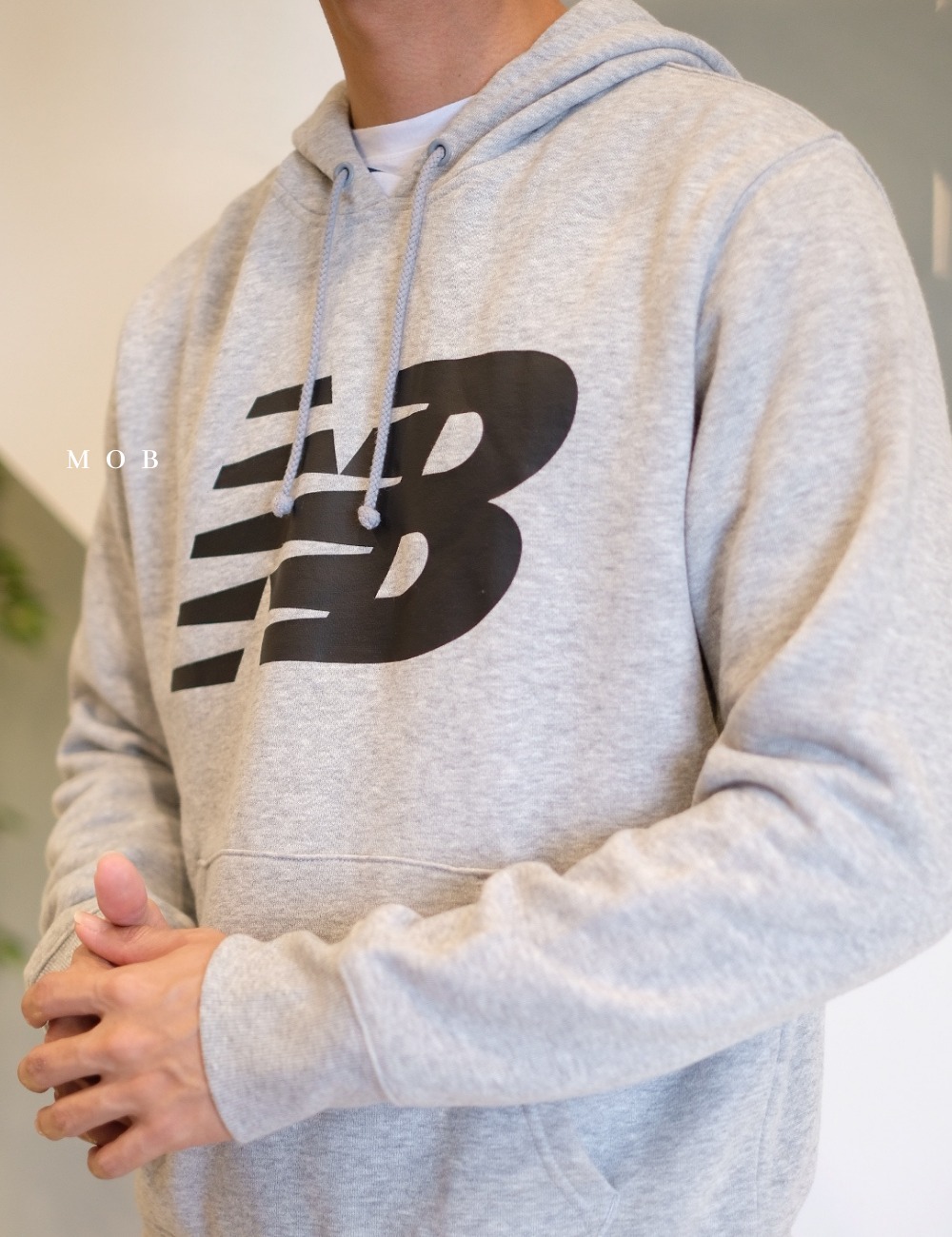 NBHOD01002(R2) Core Logo Fleece Hoodie Light Grey