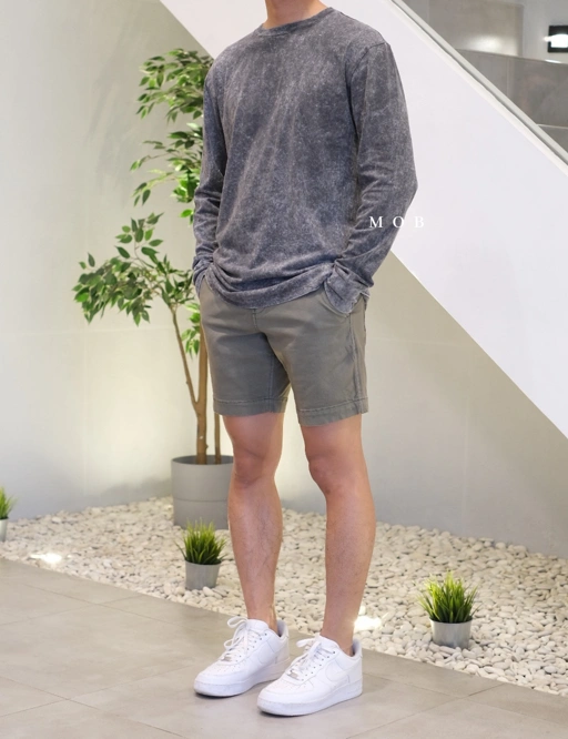 Image of OULST01001A Basic Acid Washed LS Tee Black