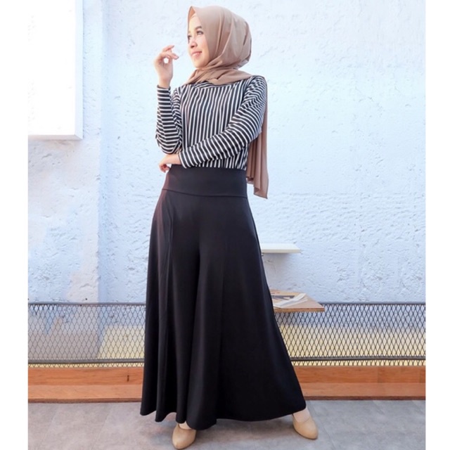 Culottes Jersey Pants - Celana Kulot Jumbo Pinggang Full Karet