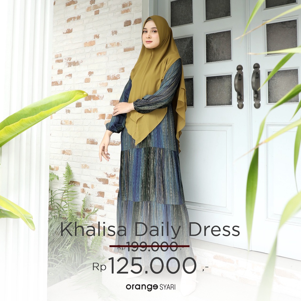 Gamis Wanita Rayon Premium Motif Salur Khalisa