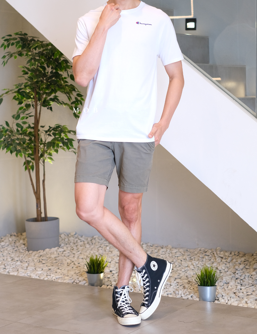 CHMPSST2009A White Small Logo SS Tee