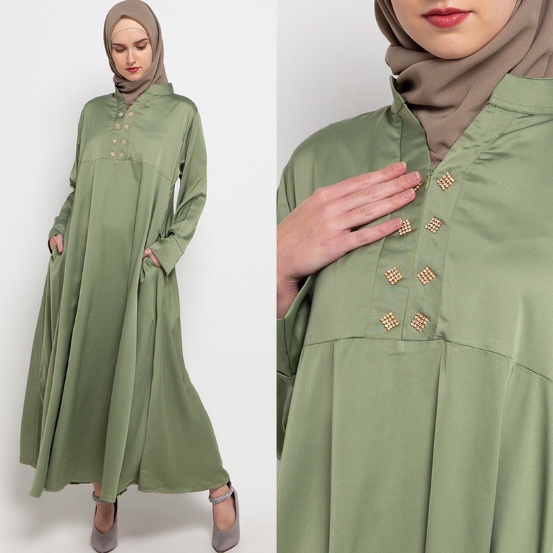 Asyifa Cavali Dress - Gamis V Slit Busui Friendly