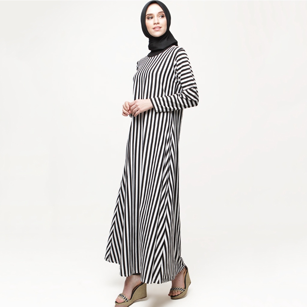 Alia Striped Dress Big Size - Gamis Nagita Slavina Mama Gigi