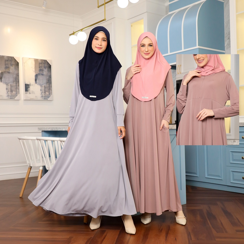 Delisha Jersey Dress - Gamis Jersey Polos Busui untuk sehari - hari