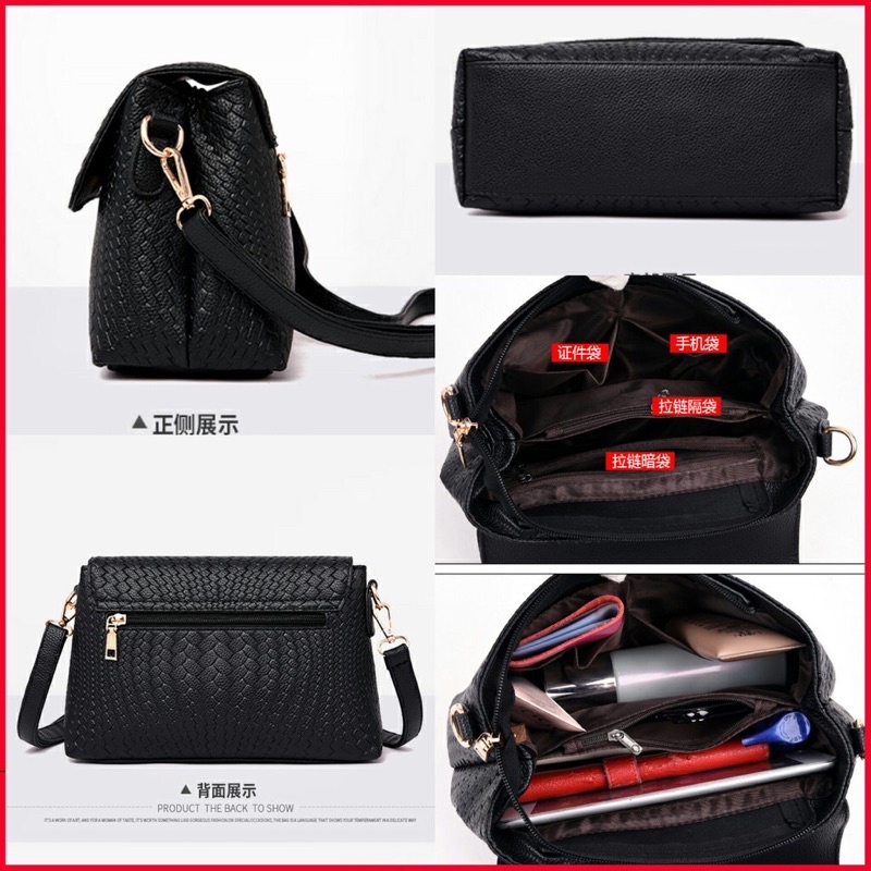 HIB029 TAS SELEMPANG HITAM