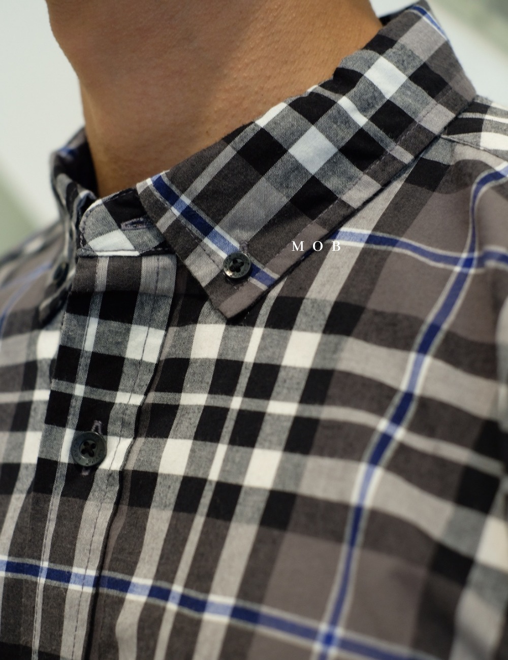 LVLSS02001 Black Grey Plaid Cotton LS (XL ONLY)