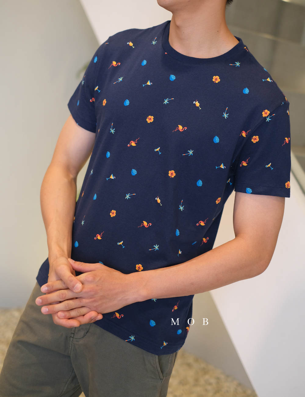 ARSST09001 Graphic Tee Tropical Navy