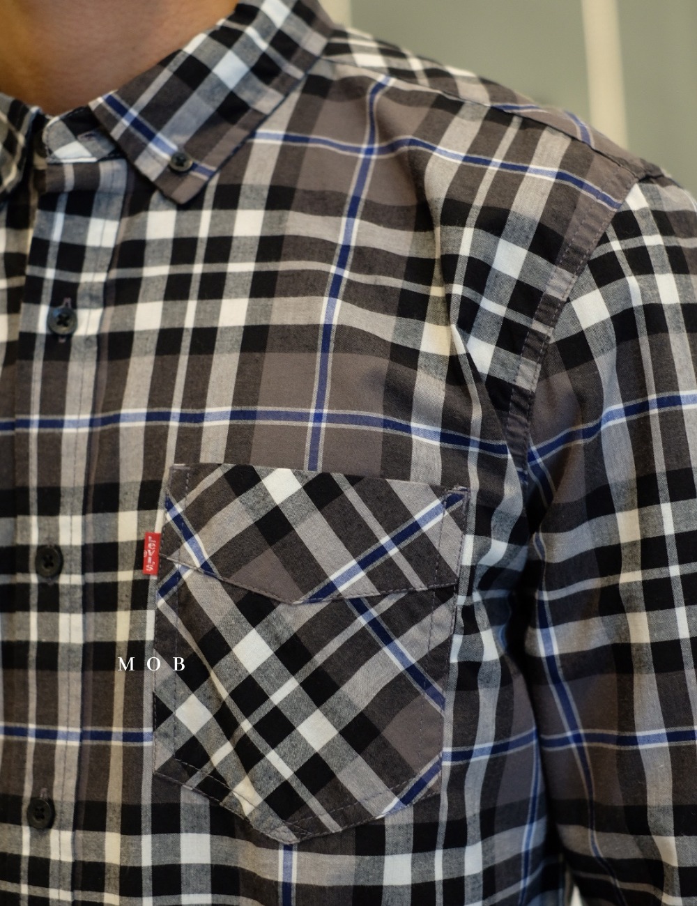 LVLSS02001 Black Grey Plaid Cotton LS (XL ONLY)