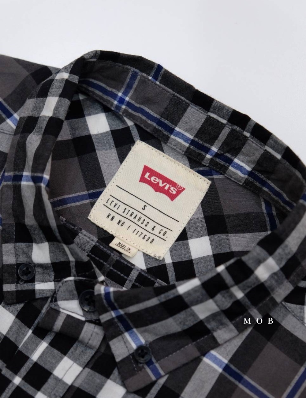 LVLSS02001 Black Grey Plaid Cotton LS (XL ONLY)