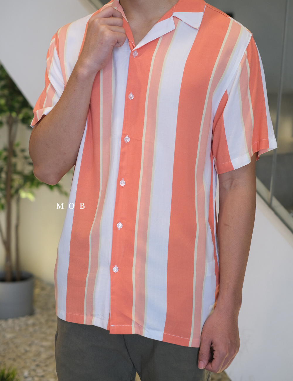 NBDSSS01015 ORANGE STRIPE SS Shirt