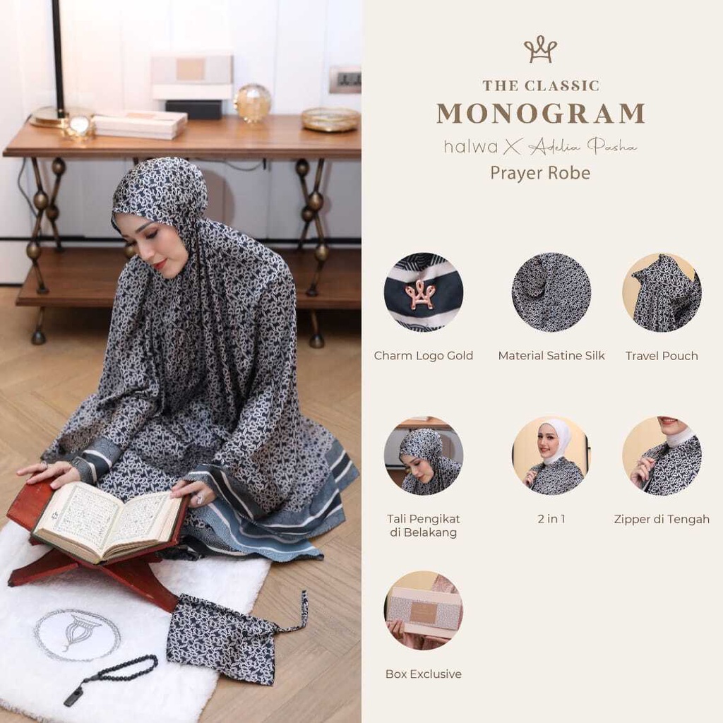 The Classic Monogram Halwa X Adelia Pasha Prayer Robe - Navy