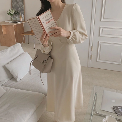 Image of HI937 Sweetness V-Neck Dress