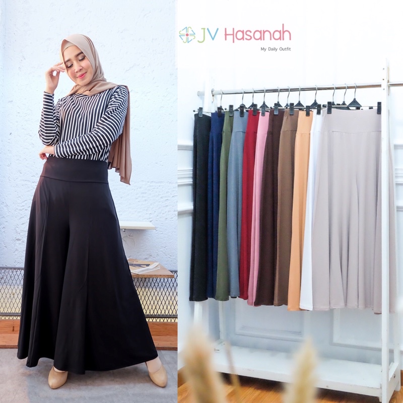 Culottes Jersey Pants - Celana Kulot Jumbo Pinggang Full Karet