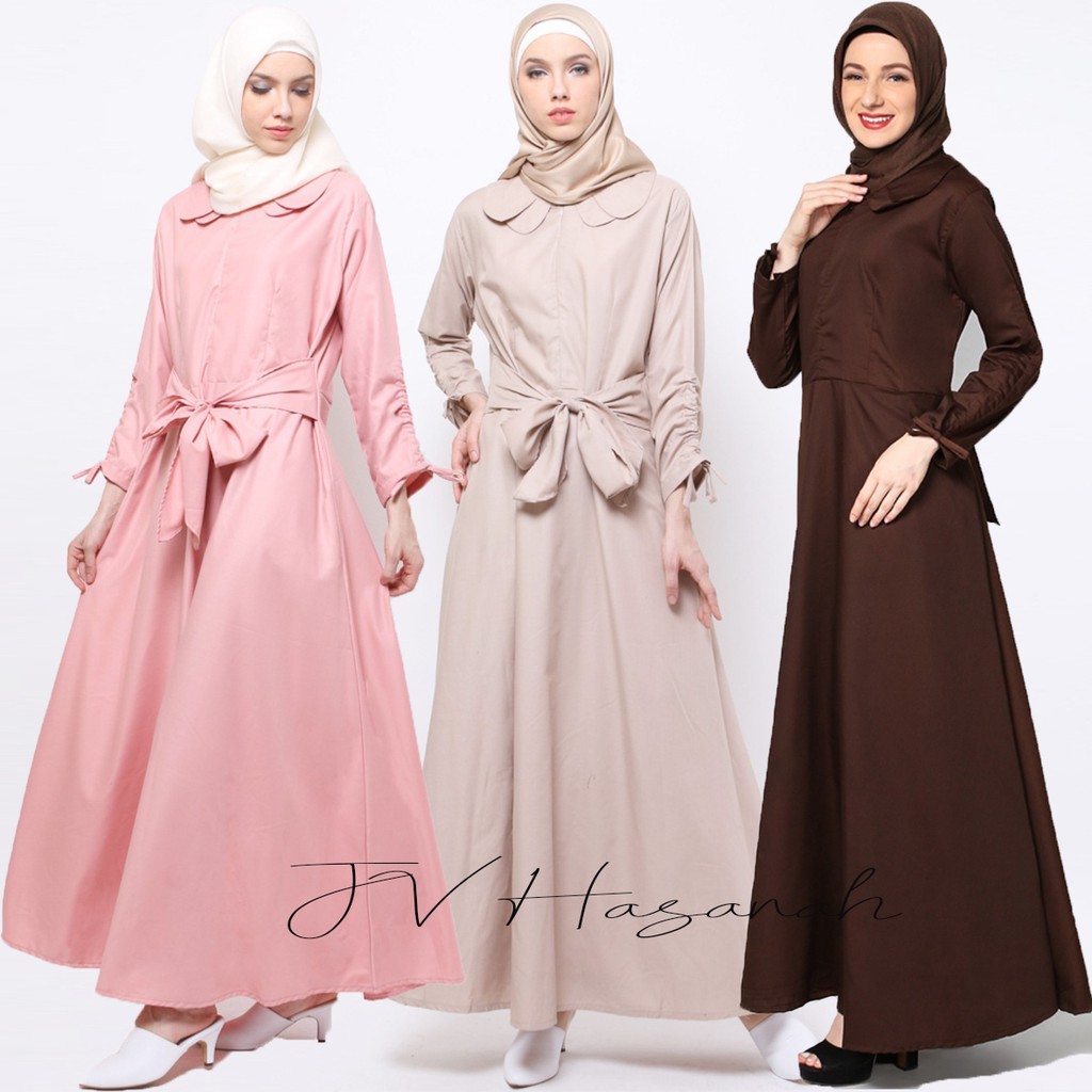 Taniya Ribbon Dress - Gamis Katun Toyobo Tangan Serut