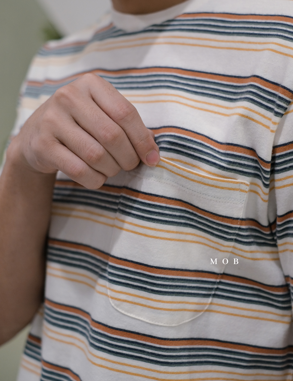 GTSST01008 Pocket SS Tee White Striped