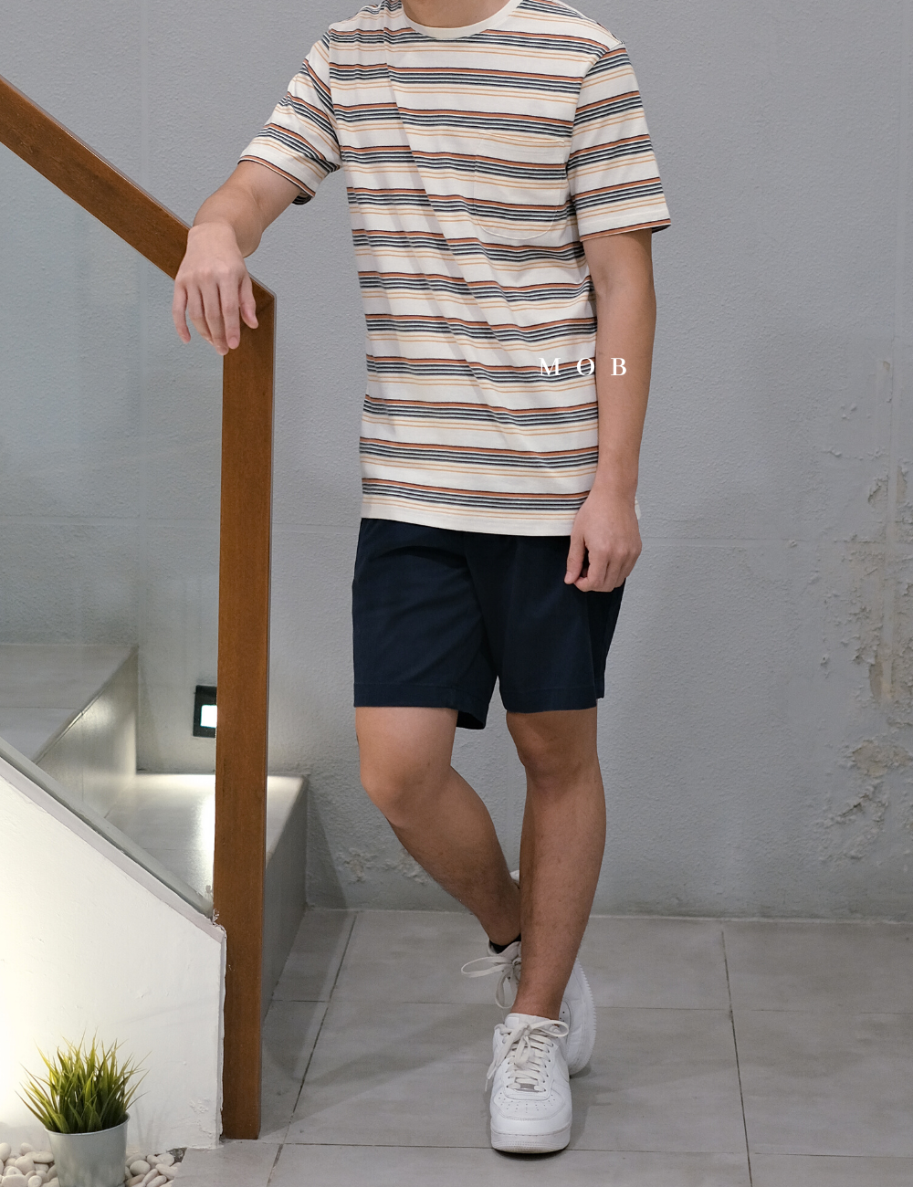 GTSST01008 Pocket SS Tee White Striped
