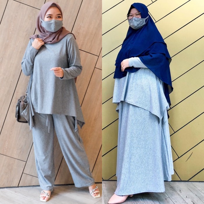 Oneset Simple Blouse with Loose Pants & Simple Blouse with Skirt
