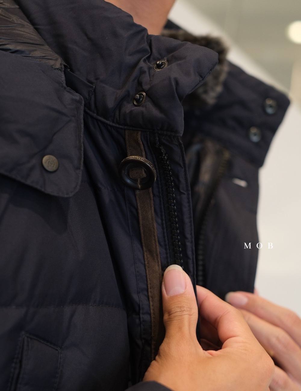 MDJ08003 Hooded Down Half Coat Navy (L ONLY)