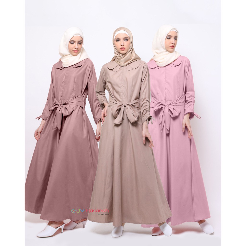 Taniya Ribbon Dress - Gamis Katun Toyobo Tangan Serut