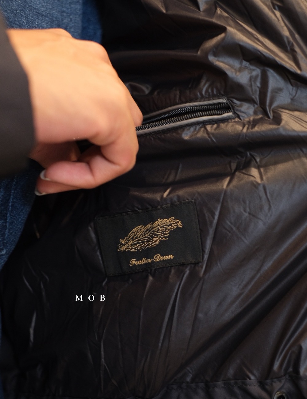 MDJ08003 Hooded Down Half Coat Navy (L ONLY)