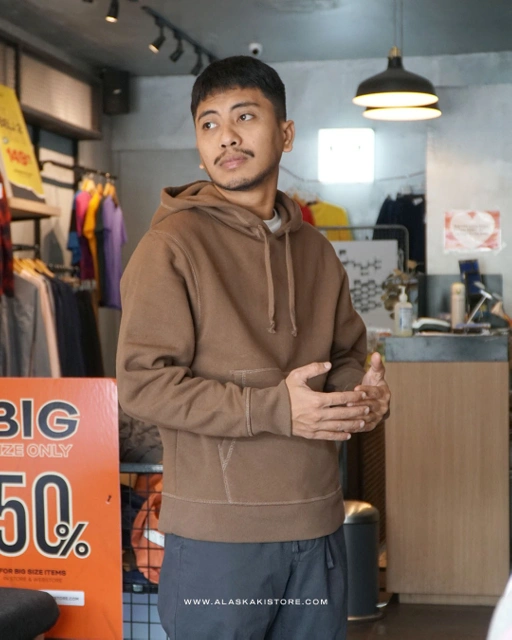 Image of Fleece Pullover Hoodie Brown HM1088