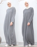 Abaya Shireen Big Striped - Gamis Abaya Kaos Busui