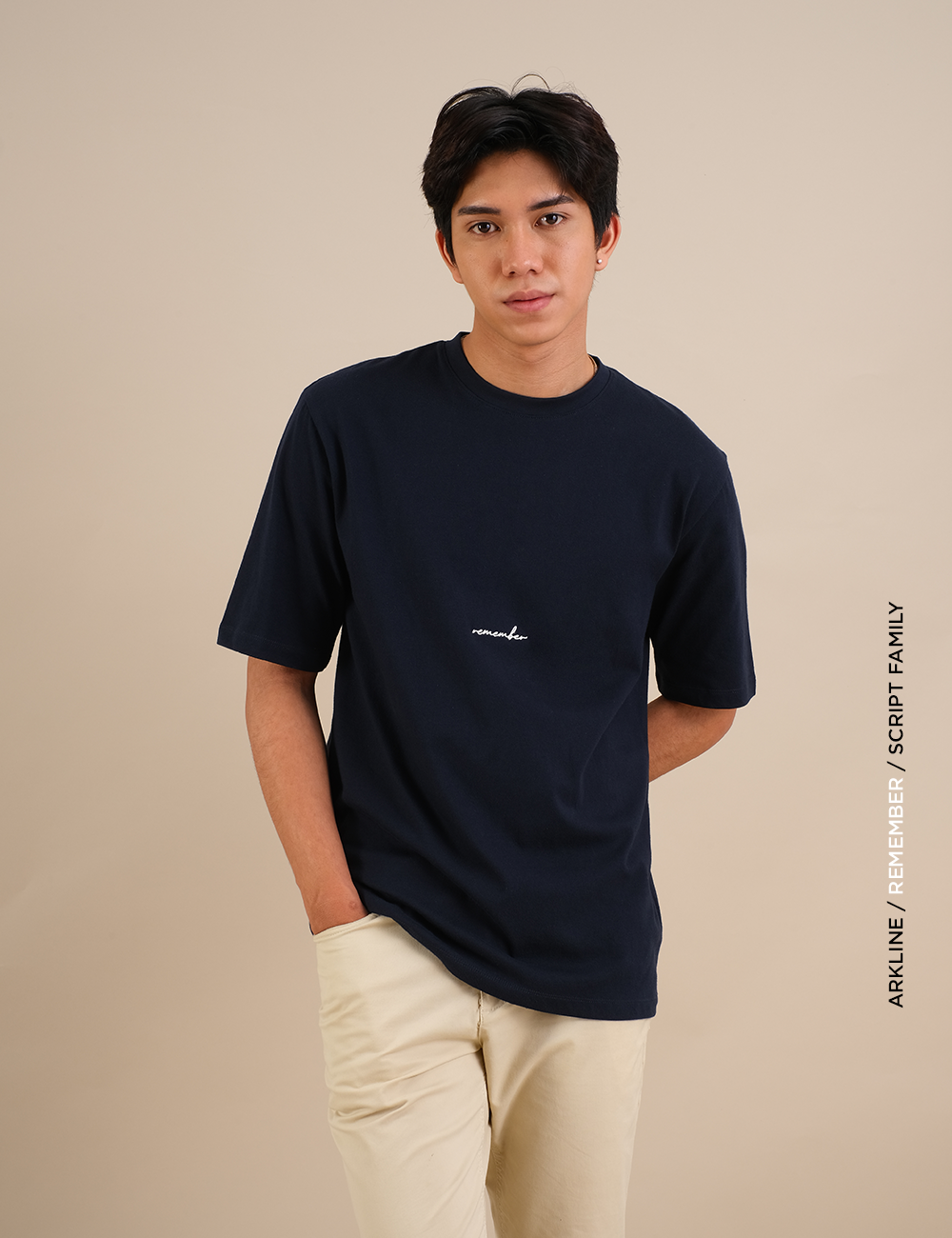 Arkline Family Script Remember T-shirt Deep Navy
