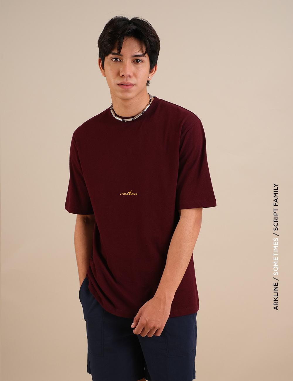Arkline Family Script Sometimes T-shirt Maroon