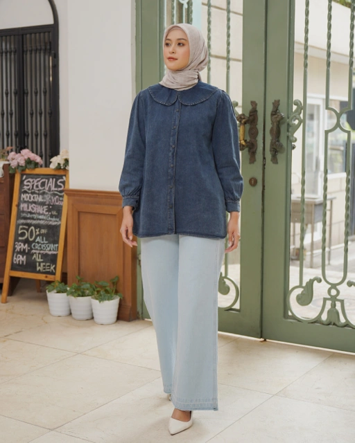 Image of CLARA DENIM TOP - DARKBLUE